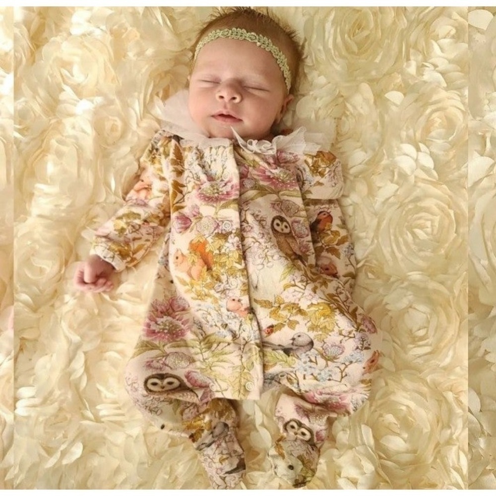 TUTU DU MONDE BEBE WOODLAND DAYDREAM ROMPER Floral Bunny Ladybug Owl Sz 6-12